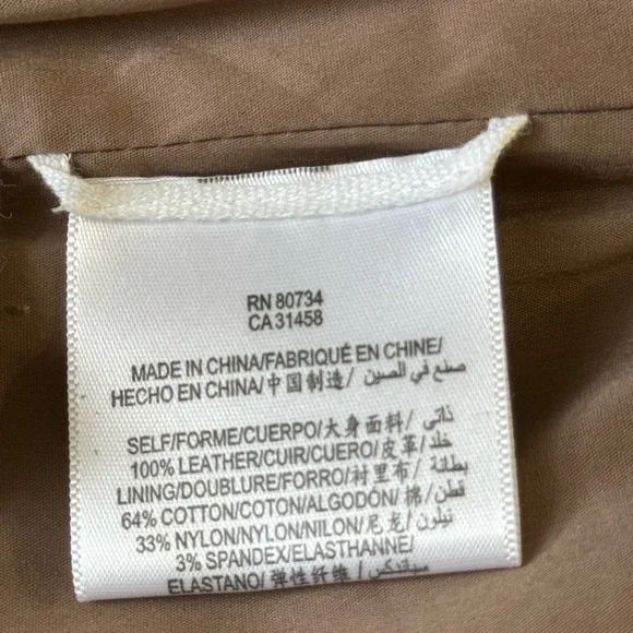 BCBGMAXAZRIA Tan Leather Moto Jacket Women’s Size M | Suede Finish - Picture 7 of 8